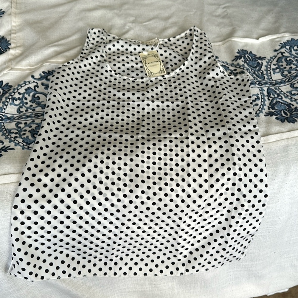 Top sleeveless NWT POLKA DOTS BLACK AND WHITE LIVAGIRL XLARGE WASHABLE